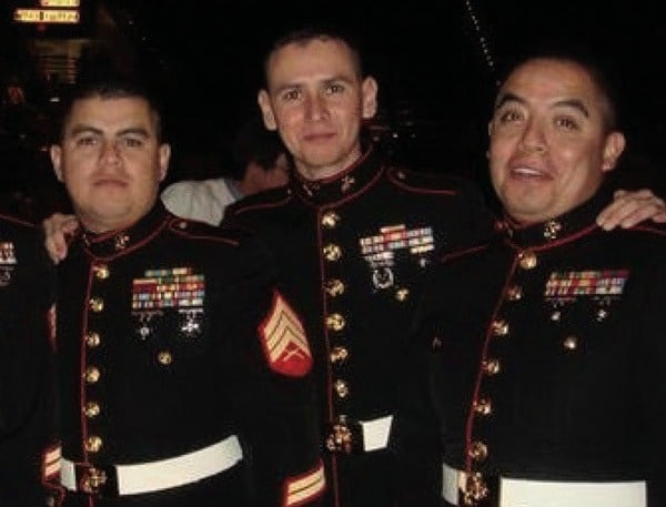 Efren-Military-Service-600b Efren Martinez with his fellow Marines in their dress uniforms.